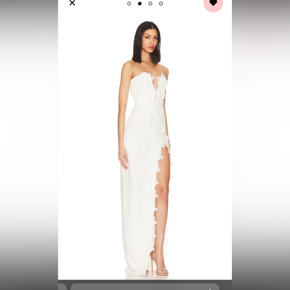 Sau Lee white bridal strapless dress (Florence Floral-Appliquéd Column Gown) - Picture 5 of 15